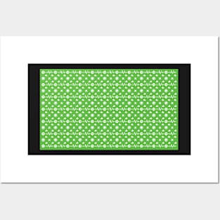 COVID 19 Pattern Green White Posters and Art